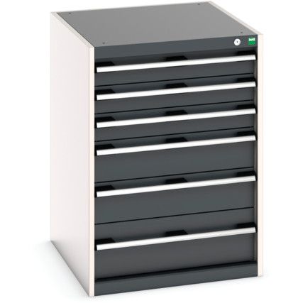 Cubio Drawer Cabinet, 6 Drawers, Anthracite Grey/Light Grey, 900 x 650 x 750mm