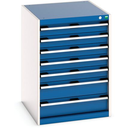 Cubio Drawer Cabinet, 7 Drawers, Blue/Light Grey, 900 x 650 x 750mm