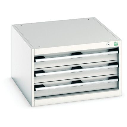 Cubio Drawer Cabinet, 3 Drawers, Light Grey, 400 x 650 x 750mm