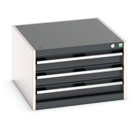 Cubio Drawer Cabinet, 3 Drawers, Anthracite Grey/Light Grey, 400 x 650 x 750mm