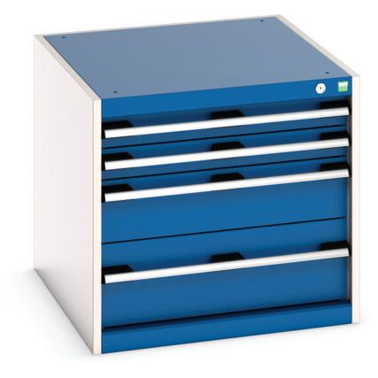 Cubio Drawer Cabinet, 4 Drawers, Blue/Light Grey, 600 x 650 x 750mm