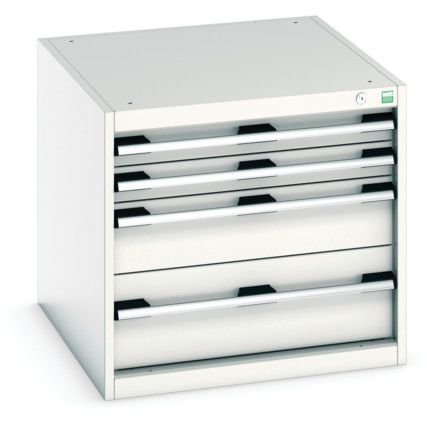 Cubio Drawer Cabinet, 4 Drawers, Light Grey, 600 x 650 x 750mm