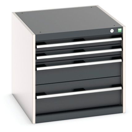 Cubio Drawer Cabinet, 4 Drawers, Anthracite Grey/Light Grey, 600 x 650 x 750mm