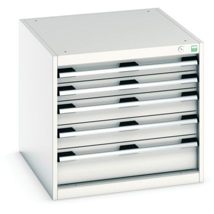 Cubio Drawer Cabinet, 5 Drawers, Light Grey, 600 x 650 x 750mm