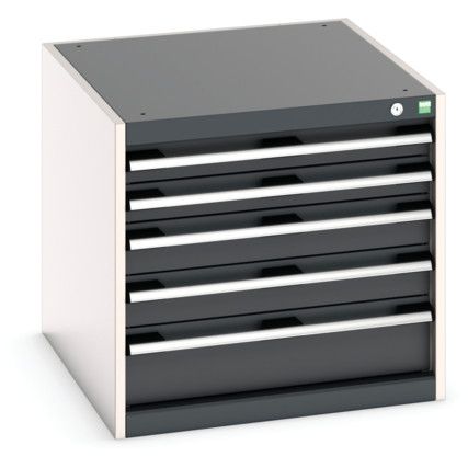 Cubio Drawer Cabinet, 5 Drawers, Anthracite Grey/Light Grey, 600 x 650 x 750mm