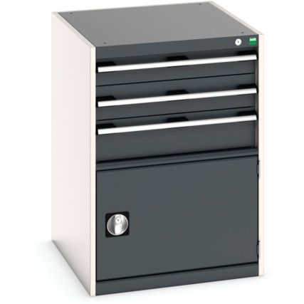 Cubio Drawer Cabinet, 3 Drawers, Anthracite Grey/Light Grey, 900 x 650 x 750mm