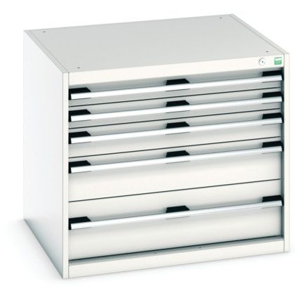 Cubio Drawer Cabinet, 5 Drawers, Light Grey, 700 x 800 x 750mm