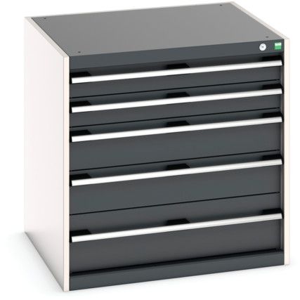 Cubio Drawer Cabinet, 5 Drawers, Anthracite Grey/Light Grey, 800 x 800 x 750mm