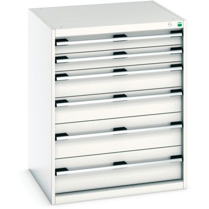 Cubio Drawer Cabinet, 6 Drawers, Light Grey, 1000 x 800 x 750mm