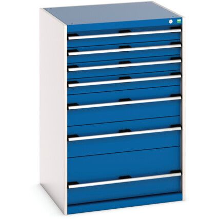 Cubio Drawer Cabinet, 7 Drawers, Blue/Light Grey, 1200 x 800 x 750mm