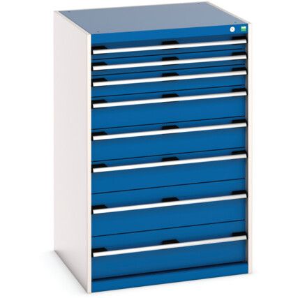 Cubio Drawer Cabinet, 8 Drawers, Blue/Light Grey, 1200 x 800 x 750mm