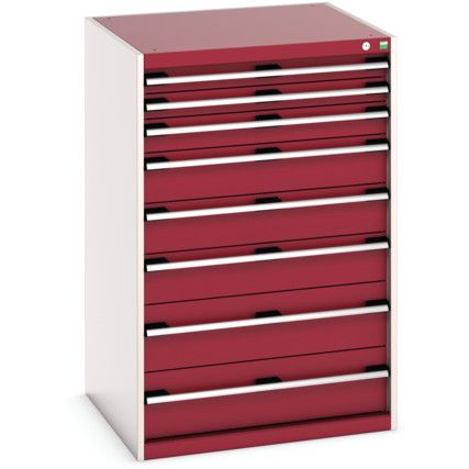 Cubio Drawer Cabinet, 8 Drawers, Light Grey/Red, 1200 x 800 x 750mm