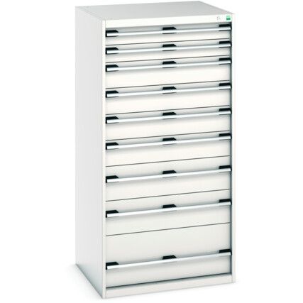 Cubio Drawer Cabinet, 9 Drawers, Light Grey, 1600 x 800 x 750mm