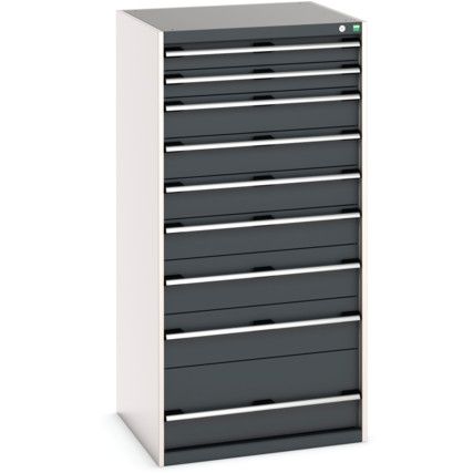 Cubio Drawer Cabinet, 9 Drawers, Anthracite Grey/Light Grey, 1600 x 800 x 750mm