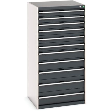 Cubio Drawer Cabinet, 11 Drawers, Anthracite Grey/Light Grey, 1600 x 800 x 750mm