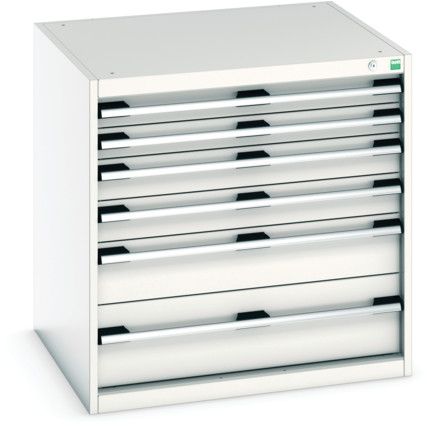 Cubio Drawer Cabinet, 6 Drawers, Light Grey, 800 x 800 x 750mm