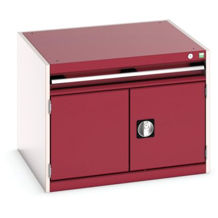 Cubio Drawer Cabinet, 1 Drawers, Light Grey/Red, 600 x 800 x 750mm