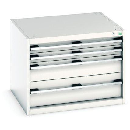 Cubio Drawer Cabinet, 4 Drawers, Light Grey, 600 x 800 x 750mm