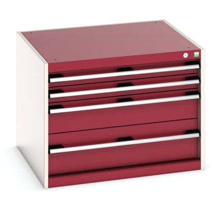 Cubio Drawer Cabinet, 5 Drawers, Light Grey/Red, 600 x 800 x 750mm