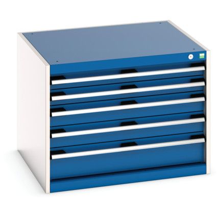 Cubio Drawer Cabinet, 5 Drawers, Blue/Light Grey, 600 x 800 x 750mm