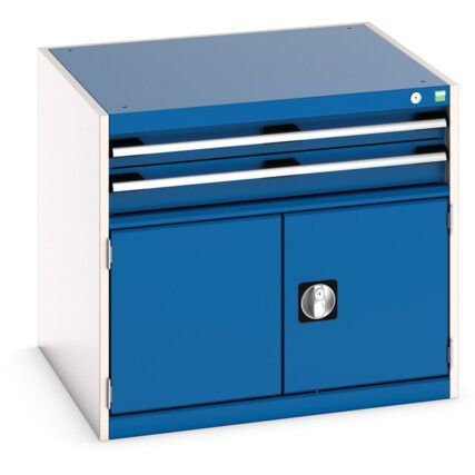 Cubio Drawer Cabinet, 2 Drawers, Blue/Light Grey, 700 x 800 x 750mm