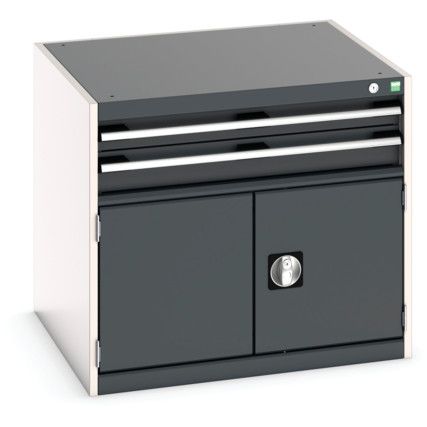 Cubio Drawer Cabinet, 2 Drawers, Anthracite Grey/Light Grey, 700 x 800 x 750mm