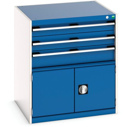 Cubio Drawer Cabinet, 2 Drawers, Blue/Light Grey, 800 x 800 x 750mm