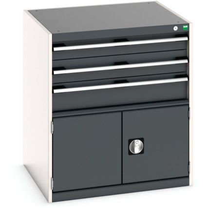 Cubio Drawer Cabinet, 2 Drawers, Anthracite Grey/Light Grey, 800 x 800 x 750mm