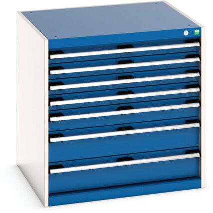 Cubio Drawer Cabinet, 7 Drawers, Blue/Light Grey, 800 x 800 x 750mm