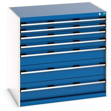 Cubio Drawer Cabinet, 7 Drawers, Blue/Light Grey, 1000 x 1050 x 750mm