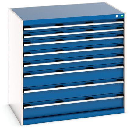 Cubio Drawer Cabinet, 8 Drawers, Blue/Light Grey, 1000 x 1050 x 750mm