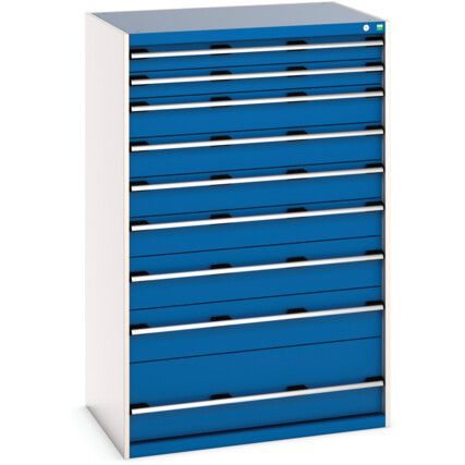 Cubio Drawer Cabinet, 9 Drawers, Blue/Light Grey, 1600 x 1050 x 750mm