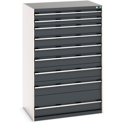 Cubio Drawer Cabinet, 9 Drawers, Anthracite Grey/Light Grey, 1600 x 1050 x 750mm