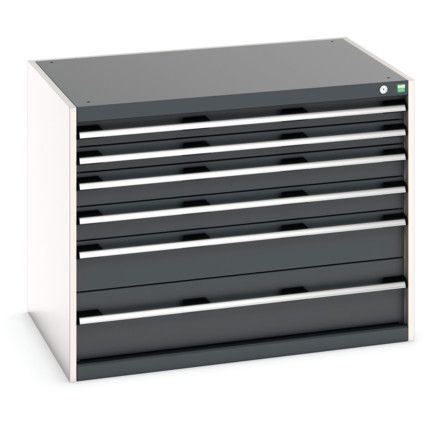 Cubio Drawer Cabinet, 6 Drawers, Anthracite Grey/Light Grey, 800 x 1050 x 750mm