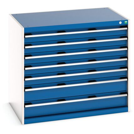 Cubio Drawer Cabinet, 7 Drawers, Blue/Light Grey, 900 x 1050 x 750mm