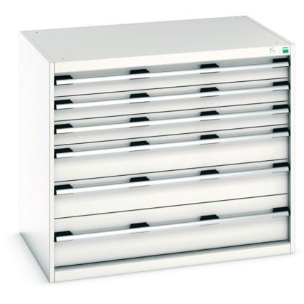 Cubio Drawer Cabinet, 6 Drawers, Light Grey, 900 x 1050 x 750mm