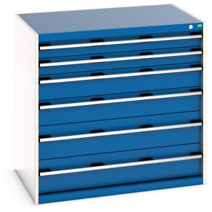 Cubio Drawer Cabinet, 6 Drawers, Blue/Light Grey, 1000 x 1050 x 750mm