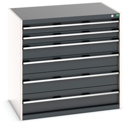 Cubio Drawer Cabinet, 6 Drawers, Anthracite Grey/Light Grey, 1000 x 1050 x 750mm