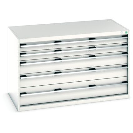 Cubio Drawer Cabinet, 5 Drawers, Light Grey, 800 x 1300 x 750mm