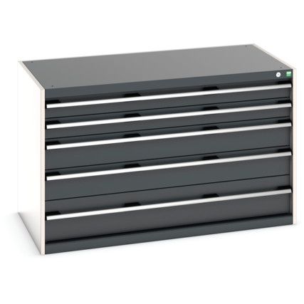 Cubio Drawer Cabinet, 5 Drawers, Anthracite Grey/Light Grey, 800 x 1300 x 750mm