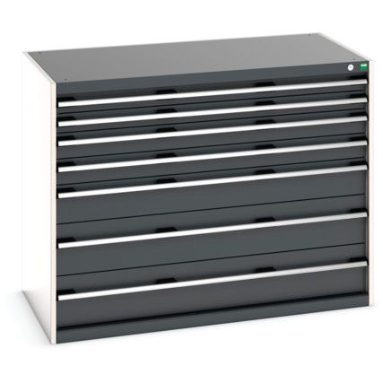 Cubio Drawer Cabinet, 7 Drawers, Anthracite Grey/Light Grey, 1000 x 1300 x 750mm