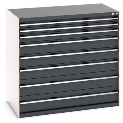 Cubio Drawer Cabinet, 8 Drawers, Anthracite Grey/Light Grey, 1200 x 1300 x 750mm