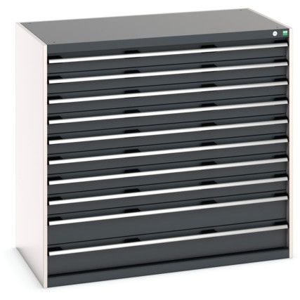 Cubio Drawer Cabinet, 10 Drawers, Anthracite Grey/Light Grey, 1200 x 1300 x 750mm