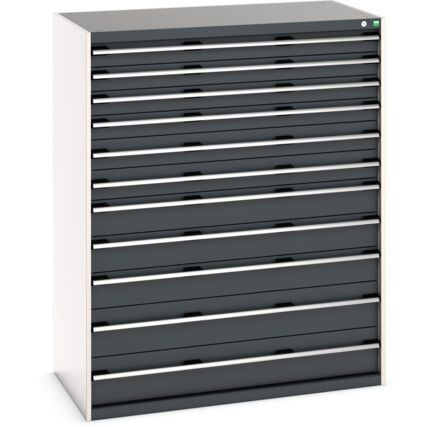 Cubio Drawer Cabinet, 11 Drawers, Anthracite Grey/Light Grey, 1600 x 1300 x 750mm