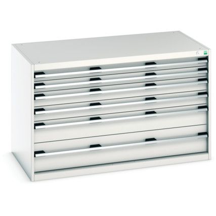 Cubio Drawer Cabinet, 6 Drawers, Light Grey, 800 x 1300 x 800mm