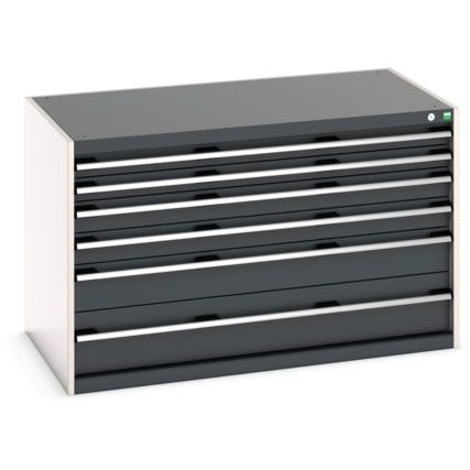 Cubio Drawer Cabinet, 6 Drawers, Anthracite Grey/Light Grey, 800 x 1300 x 800mm