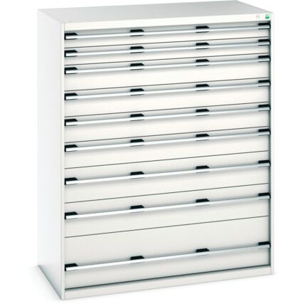 Cubio Drawer Cabinet, 9 Drawers, Light Grey, 1600 x 1300 x 750mm