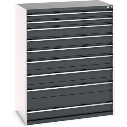 Cubio Drawer Cabinet, 9 Drawers, Anthracite Grey/Light Grey, 1600 x 1300 x 750mm