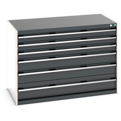 Cubio Drawer Cabinet, 6 Drawers, Anthracite Grey/Light Grey, 900 x 1300 x 750mm