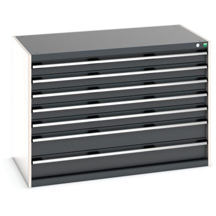 Cubio Drawer Cabinet, 7 Drawers, Anthracite Grey/Light Grey, 900 x 1300 x 750mm